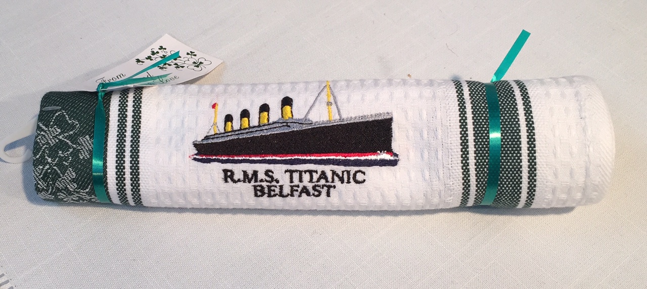 The RMS Titanic Belfast Cotton Waffle Tea Towel