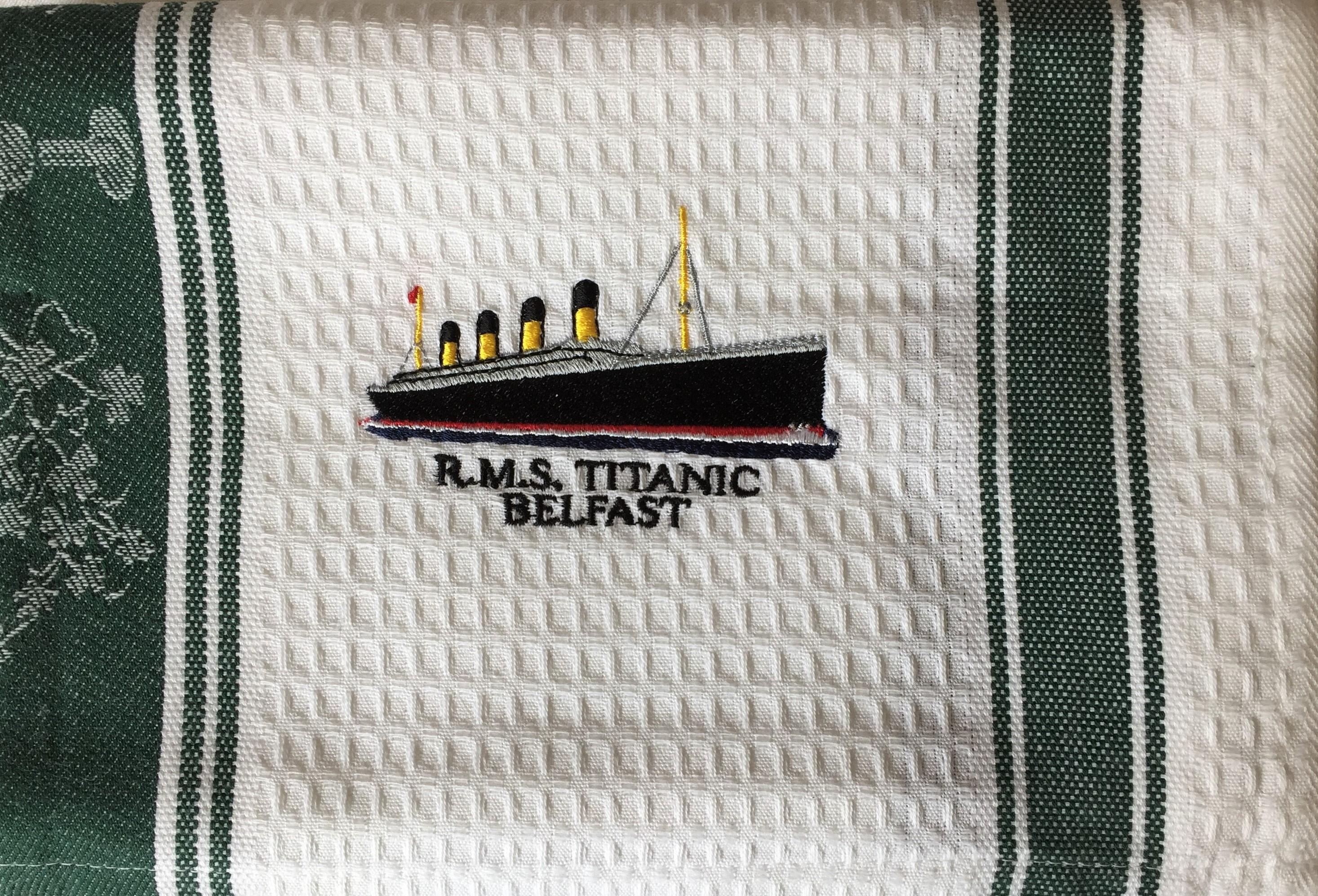 RMS Titanic Cotton Waffle Tea Towel